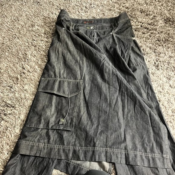Vintage Cop Copine Grey Denim Layered Wrap Skirt Pants Sz 42 - Picture 4 of 8